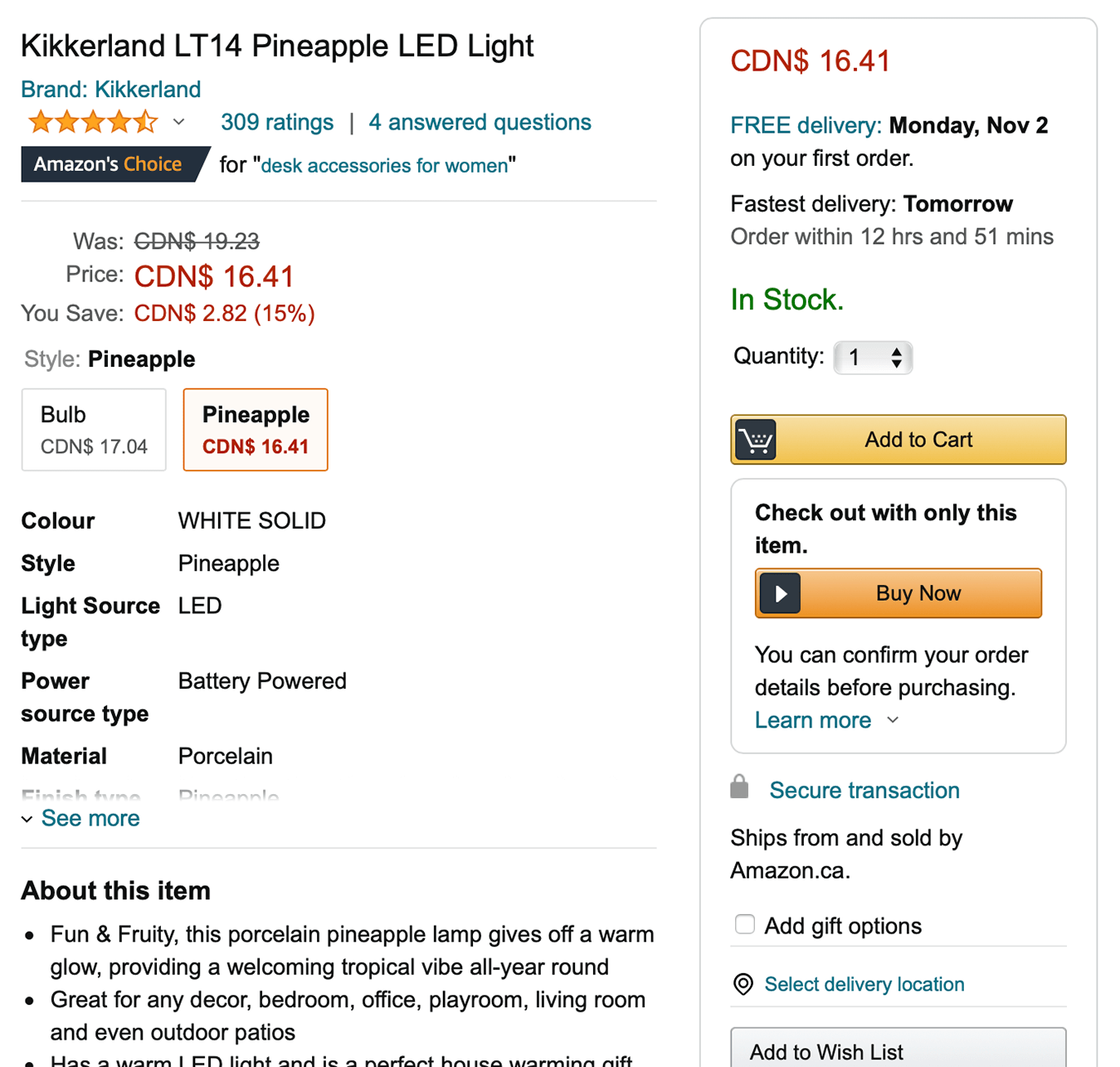 A screenshot of an Amazon listing, taken on an iMac Pro running Safari